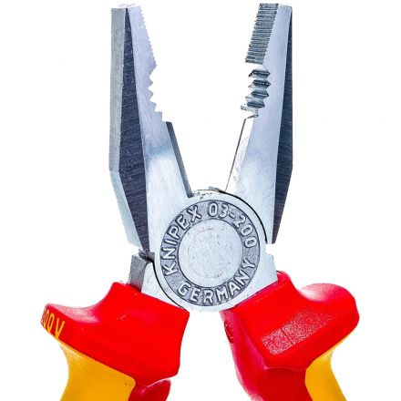 Плоскогубцы комбиниров VDE,200 мм,хром,2-комп диэлектрические ручки 0306200