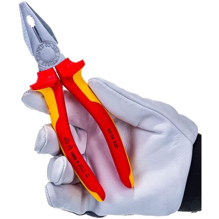 Плоскогубцы комбиниров VDE,200 мм,хром,2-комп диэлектрические ручки 0306200