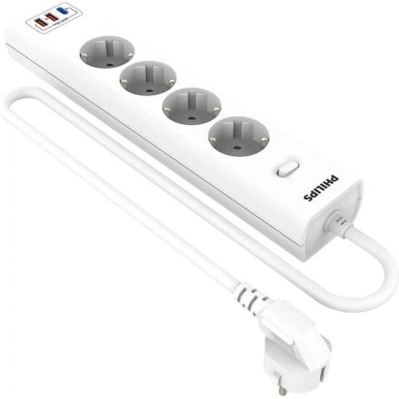 Сетевой фильтр Philips CHP4346WB/51 4р/3м с USB, 10А, белый