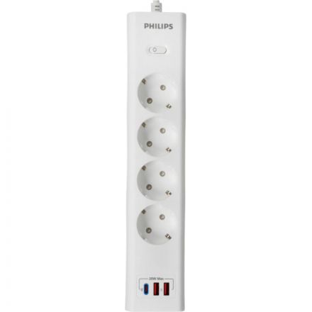 Сетевой фильтр Philips CHP4346WB/51 4р/3м с USB, 10А, белый