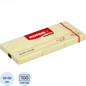 Стикеры Kores 50x40 мм пастельные желтые (3 блока по 100 листов)