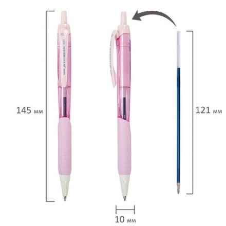 Ручка шариковая масляная автоматическая с грипом UNI "JetStream", СИНЯЯ, корпус розовый, 0,35 мм, SXN-101FL PINK