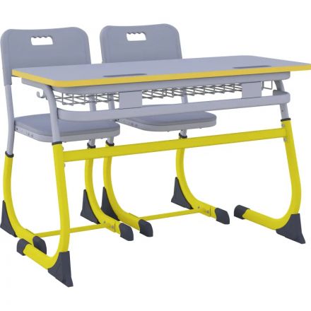 Комплект ученический парта + 2 стула SMARTY 2-м, рост 5-7, желтый