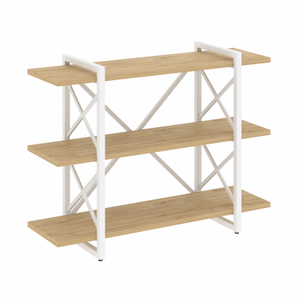 Loft Стеллаж на регулируемых опорах-3 полки VR.L-MST.O-3.8V Тиквуд светлый/Белый металл 1200*400*910