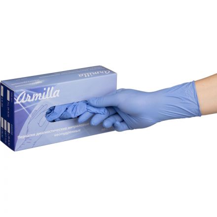 Перчатки нитрил н/о,н/с,текст голуб. Armilla (XS)  50пар/уп