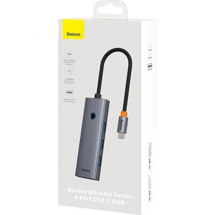 Разветвитель USB Baseus UltraJoy 4-Port Sp.Grey USB-C-3.0+C B0005280B811-08 Разветвитель USB Baseus UltraJoy 4-Port Sp.Grey USB-C-3.0+C B0005280B811-08