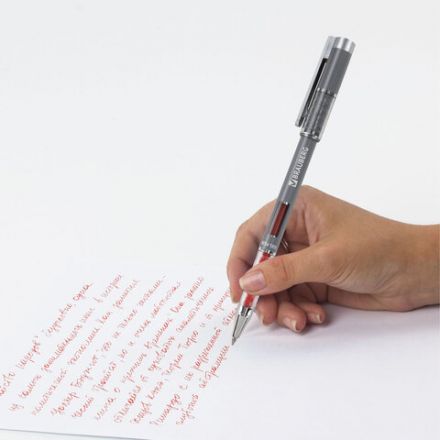 Ручка гелевая BRAUBERG "GEL ONE", КРАСНАЯ, стандартный узел 0,5 мм, линия письма 0,35 мм, 144038