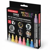 Маркеры меловые CHALK LIQUID MARKER, МЕТАЛЛИК, НАБОР 8 ЦВЕТОВ, 3 мм, стираемые, BRAUBERG "CHALK", 152599
