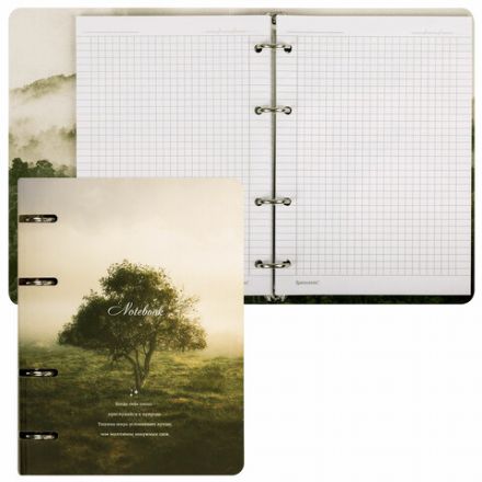 Тетрадь на кольцах А5 160х212 мм, 120 листов, картон, матовая ламинация, клетка, BRAUBERG, "Nature", 404728