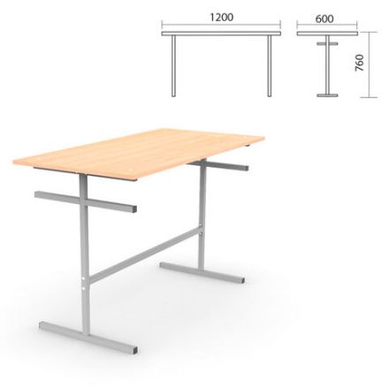 Стол для столовых на 4 места "ССТ 1200", 1200х600х760 мм, рост 6, каркас металл, ЛДСП, цвет бук