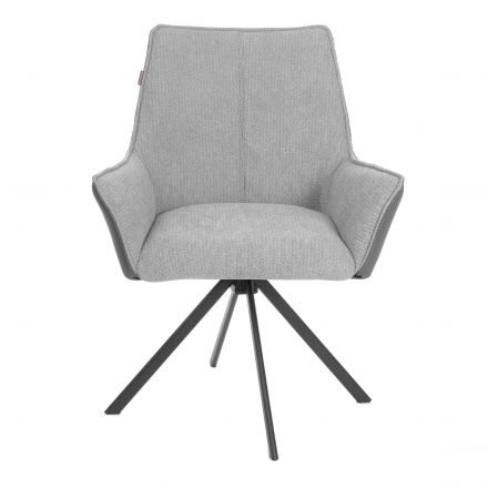 Кресло Murano/Мурано опора 360, велюр/букле (HYP)/Экокожа, светло-серый/графит