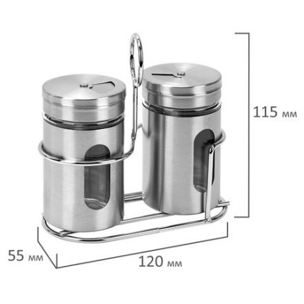 Набор для специй 2х100 мл, ULTRA, подставка + солонка + перечница, 3 типа отверстий, WEGLA (ВЕГЛА), 700235