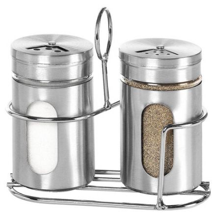 Набор для специй 2х100 мл, ULTRA, подставка + солонка + перечница, 3 типа отверстий, WEGLA (ВЕГЛА), 700235