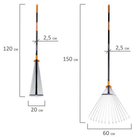 Грабли веерные 15 зубьев раздвижные, захват 20-60 см, ОБЩАЯ ДЛИНА 120-150 см, RABBITEX (РАББИТЕКС) "LONG HANDLE", 700495