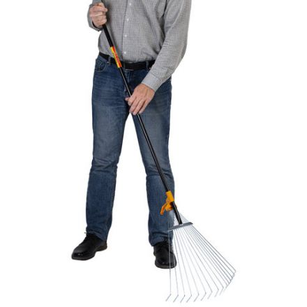 Грабли веерные 15 зубьев раздвижные, захват 20-60 см, ОБЩАЯ ДЛИНА 120-150 см, RABBITEX (РАББИТЕКС) "LONG HANDLE", 700495