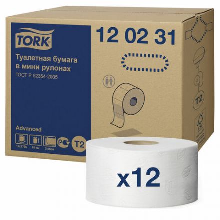 Бумага туалетная 170 метров, Tellus/TORK (Система T2) ADVANCED, КОМПЛЕКТ 12 рулонов, 2-слойная, белая, 120231 Бумага туалетная 170 метров, Tellus/TORK (Система T2) ADVANCED, КОМПЛЕКТ 12 рулонов, 2-слойная, белая, 120231