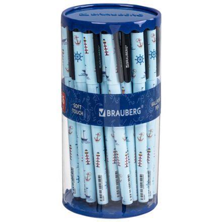 Ручка шариковая BRAUBERG SOFT TOUCH GRIP "NAVY", СИНЯЯ, мягкое покрытие, узел 0,7 мм, 143725