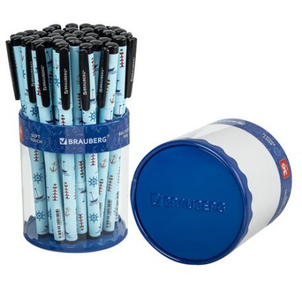 Ручка шариковая BRAUBERG SOFT TOUCH GRIP "NAVY", СИНЯЯ, мягкое покрытие, узел 0,7 мм, 143725