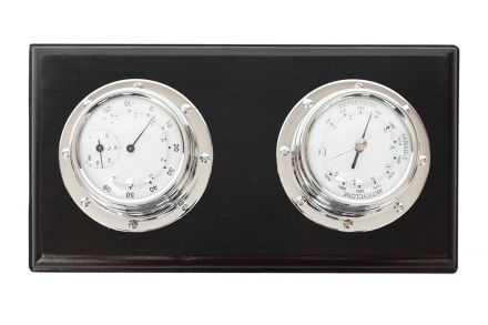 Термометр/барометр Secret De Maison ( mod. 37811 ) латунь/дерево манго, 28*15*6см, никель/черный