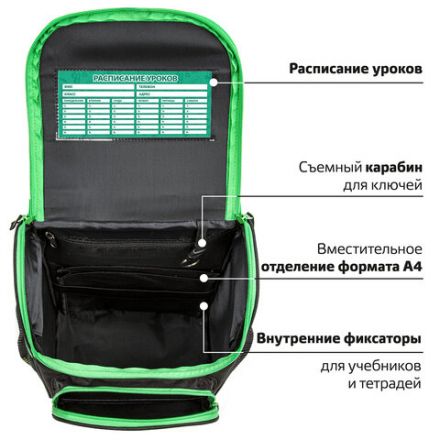 Ранец ПИФАГОР BASIC, 1 отделение, 3 кармана, эргономичная спинка, "Monster steel", 35х28х18 см, 270686