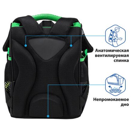 Ранец ПИФАГОР BASIC, 1 отделение, 3 кармана, эргономичная спинка, "Monster steel", 35х28х18 см, 270686