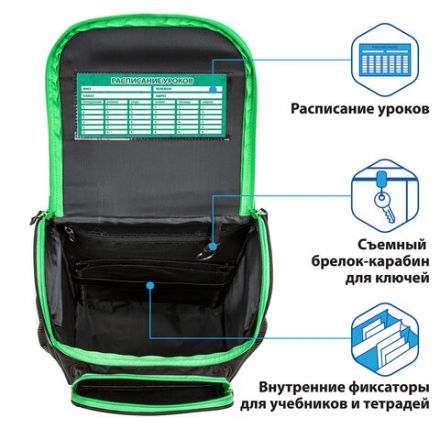 Ранец ПИФАГОР BASIC, 1 отделение, 3 кармана, эргономичная спинка, "Monster steel", 35х28х18 см, 270686