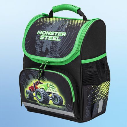 Ранец ПИФАГОР BASIC, 1 отделение, 3 кармана, эргономичная спинка, "Monster steel", 35х28х18 см, 270686