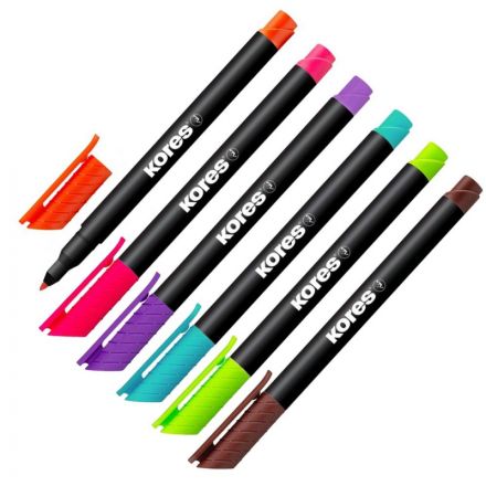 Набор маркеров перманентных KORES 6 цв, 1 мм 22146 Набор маркеров перманентных KORES 6 цв, 1 мм 22146