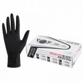 Перчатки нитриловые сверхпрочные с текстурой SFM MEGA TEX BLACK, Германия, 25 пар (50 штук), размер 8-9 (большой)