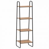 Стеллаж на металлокаркасе "Скандинавия-14", 450х385х1470 мм, 4 полки ЛДСП, черный/дуб, CТCП14 Ч