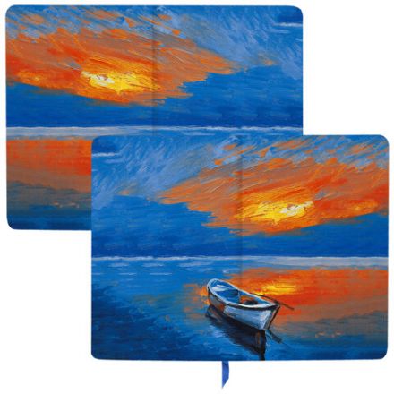 Ежедневник недатированный А5 (138х213 мм), BRAUBERG VISTA, под кожу, гибкий, 136 л., "Sunset at sea", 112041