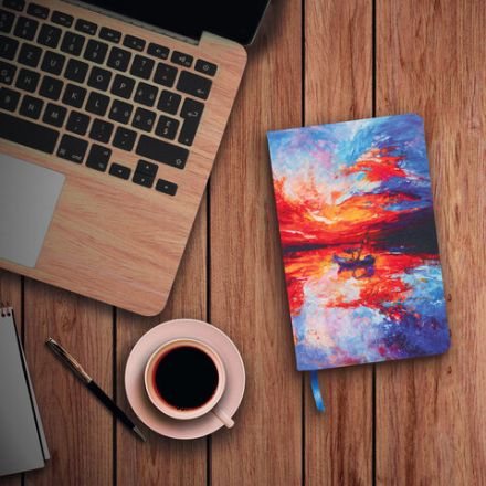 Ежедневник недатированный А5 (138х213 мм), BRAUBERG VISTA, под кожу, гибкий, 136 л., "Sunset at sea", 112041