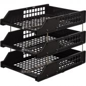 Лотки для бумаг горизонтальные Стамм Strong 3 штуки на металлических стержнях черные Лотки для бумаг горизонтальные Стамм Strong 3 штуки на металлических стержнях черные