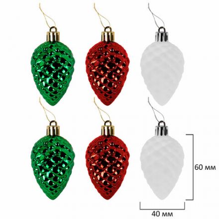 Шары ёлочные НАБОР 132 предмета "Red&Green", красный/зеленый/белый, пластик, ЗОЛОТАЯ СКАЗКА, 592180