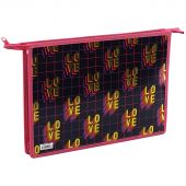 Папка для тетрадей 2 отделения А4 ArtSpace "Love", пластик, фольга, на молнии Папка для тетрадей 2 отделения А4 ArtSpace "Love", пластик, фольга, на молнии