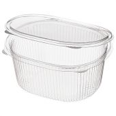 Одноразовый контейнер овальный 1000 мл С КРЫШКОЙ ЮП-РКС, КОМПЛЕКТ 420 шт., прозрачный ПЭТ, ЮУПМ6006