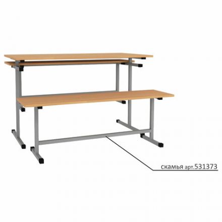 Стол для столовых на 4 места, 1200х600х760 мм, рост 6, каркас металл, ЛДСП/пластик, цвет бук