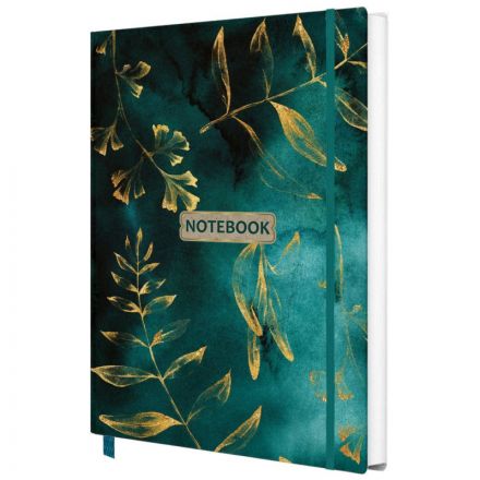 Блокнот Floral А5 96л. клетка, обл. тв.лам.картон, сшивка,резинка,зелен Блокнот Floral А5 96л. клетка, обл. тв.лам.картон, сшивка,резинка,зелен