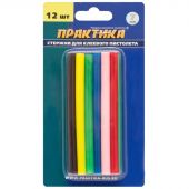 Стержень (клей) для клеевого пистолета ПРАКТИКА 6 цветов, 12 шт 641-671