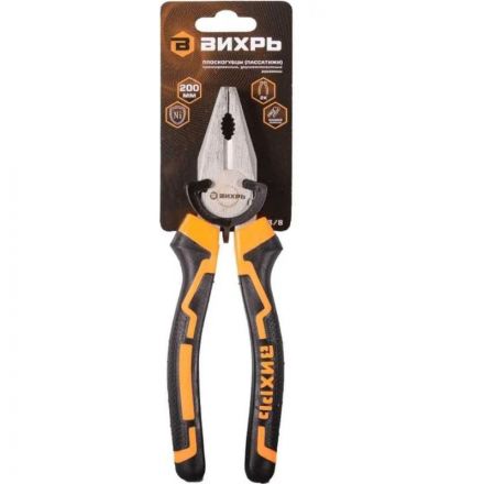 Плоскогубцы (пассатижи),200мм.,никел.,двухкомп. рукоятки Вихрь 73/6/3/8