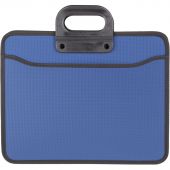 Папка-портфель пластиковая А4+ синяя (390x320 мм, 4 отделения, усиленная ручка)