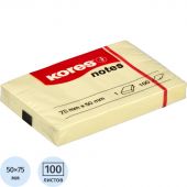 Стикеры Kores 75x50 мм пастельные желтые (1 блок, 100 листов)