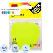 Стикеры с клеевым краем Deli 76х76 мм,20 листов,неон-е,форма в асс-те      