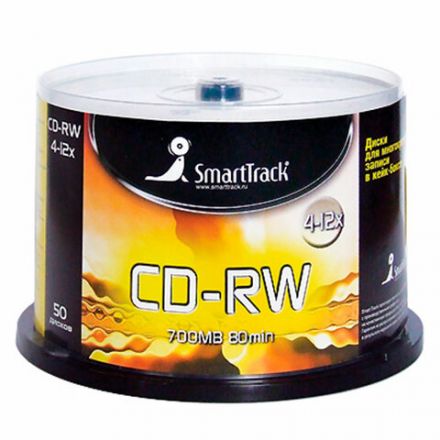 Диск CD-RW SMARTTRACK, 700 Мб, 4-12x, Cake Box (упаковка на шпиле), КОМПЛЕКТ 50 шт., ST000200 Диск CD-RW SMARTTRACK, 700 Мб, 4-12x, Cake Box (упаковка на шпиле), КОМПЛЕКТ 50 шт., ST000200