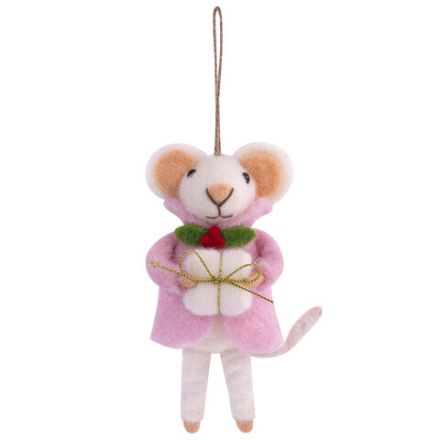 Украшение ёлочное (1 шт.) "Мышка", 6х5х13 см, фетр, хлопок, ассорти 4 дизайна, ЗОЛОТАЯ СКАЗКА, 592422