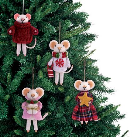 Украшение ёлочное (1 шт.) "Мышка", 6х5х13 см, фетр, хлопок, ассорти 4 дизайна, ЗОЛОТАЯ СКАЗКА, 592422