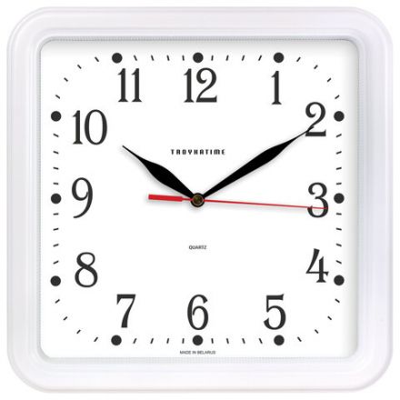 Часы настенные TROYKATIME (TROYKA) 81810835, квадрат, белые, белая рамка, 26х26х3,5 см