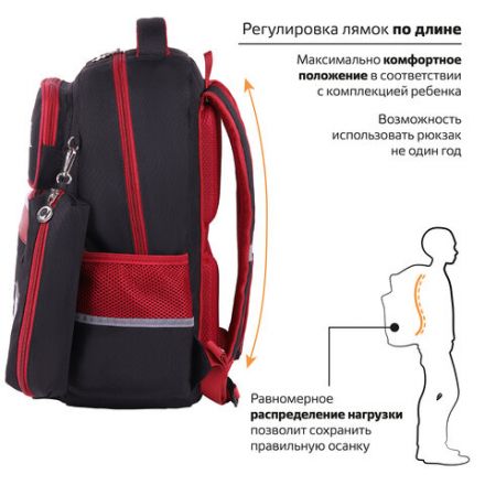 Рюкзак ЮНЛАНДИЯ COMPLETE с пеналом в комплекте, эрго-спинка, "Endless space", 42х29х14 см, 271415