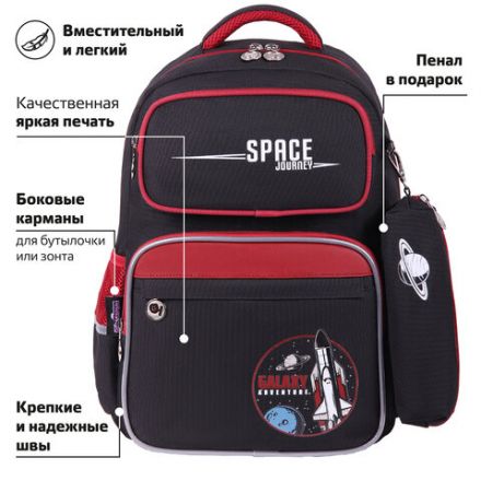 Рюкзак ЮНЛАНДИЯ COMPLETE с пеналом в комплекте, эрго-спинка, "Endless space", 42х29х14 см, 271415