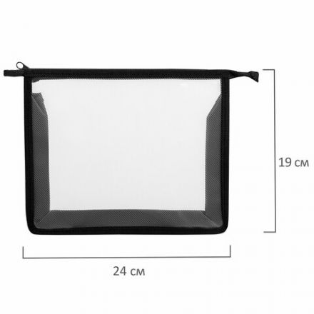 Папка для тетрадей ПИФАГОР А5, пластик, молния сверху, прозрачная, черный, 272113